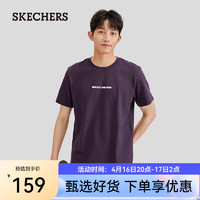 斯凯奇（Skechers）2024年春季男女同款潮流印花短袖宽松百搭T恤L224U039 梅紫红/02JB XXL