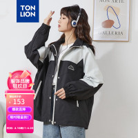 唐狮 TONLION工装外套女2024春装连帽拼接WP 黑色 L