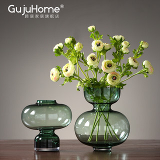 顾居 轻奢玻璃花瓶透明插花瓶现代简约创意家居客厅样板房软装饰品摆设