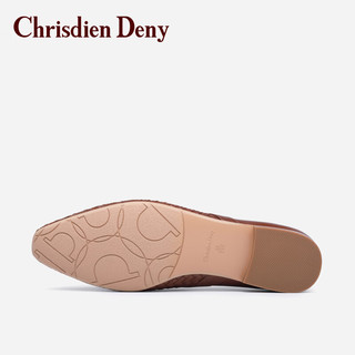 克雷斯丹尼（Chrisdien Deny）女士浅口单鞋羊皮织通勤舒适轻便透气休闲鞋 棕色LAH4303C4A 35