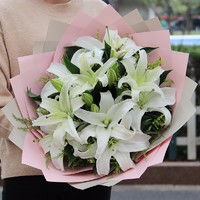 欣尚 情人节鲜花速递香水百合花花束探望送老师女友生日全国同城配送 19朵白百合清新款