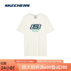 SKECHERS 斯凯奇 时尚T恤衫L223U184 棉花糖白7121 M