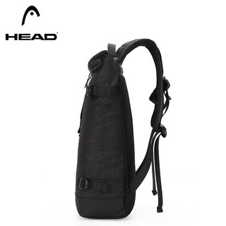 HEAD双肩包男等高线背包防泼水运动旅行包大容量电脑书包女 黑色 