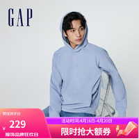 Gap 盖璞 男女装春季2024LOGO纯色基础款华夫格连帽衫889273卫衣 天蓝色 175/96A(L)亚洲尺码