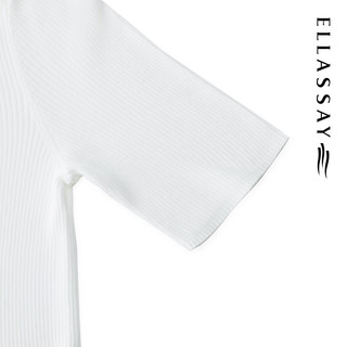 歌力思（ELLASSAY）2024春夏时尚修身通勤百搭短袖针织衫女EWD352M02800 纯净白 M