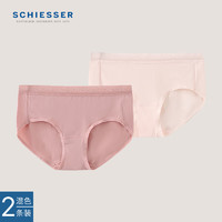 SCHIESSER 舒雅 80S莫代尔双层底防夹纯色女士内裤2条装E0/23038T 浅粉+粉红 M