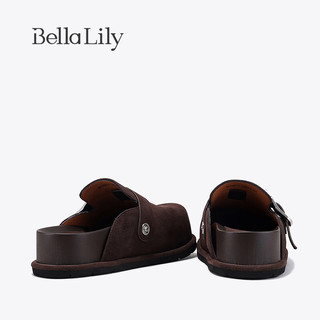Bella Lily2024春季厚底增高鞋女外穿包头拖鞋无后跟单鞋 咖啡 37