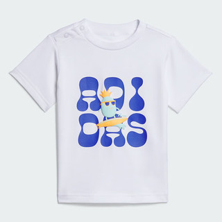 阿迪达斯（adidas）童装24夏季男童宝宝棉质运动休闲T恤短袖套装IT1770白/蓝 104cm