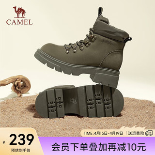 骆驼（CAMEL）女鞋冬季时尚休闲复古厚底户外登山高帮鞋马丁靴女 L23W577151 绿色 40