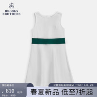 布克兄弟（BrooksBrothers）女童24春夏双色拼接无袖针织连衣裙 1001-白色 4