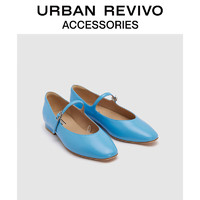 URBAN REVIVO2024夏季女士时尚多巴胺芭蕾舞单鞋UAWS40074 蓝色 35