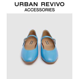 URBAN REVIVO2024夏季女士时尚多巴胺芭蕾舞单鞋UAWS40074 蓝色 35