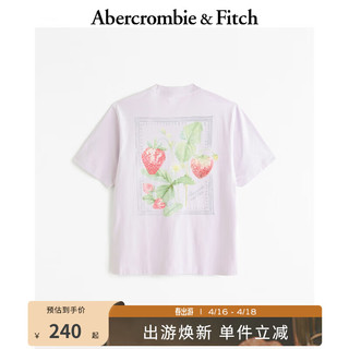 ABERCROMBIE & FITCH男装女装装 24春夏 时尚百搭美式风印花T恤 359206-1 浅紫色 S (175/92A)