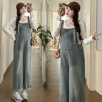 苒祺祺背带裤春秋款外穿洋气装春装宽松牛仔裤休闲吊带连体裤子 背带裤（单件） L