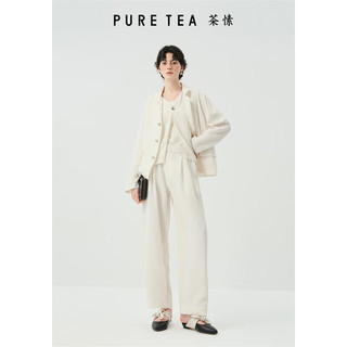 茶·愫【柟柏系列】puretea茶愫宽肩短款马甲女背心肌理感2024春季 暮白 S