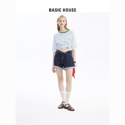 BASICHOUSE 百家好 Basic House/百家好宽松夏季牛仔短裤2023夏日新款吊带显瘦热裤女