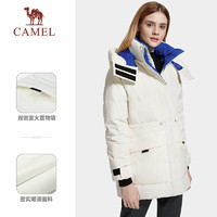 CAMEL 骆驼 户外中长款羽绒服防寒连帽保暖情侣款时尚外套 A1W1NT111