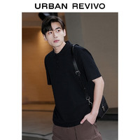 URBAN REVIVO UR2024夏季新款男装轻商务基础纯色通勤Polo领短袖T恤UMB440004 正黑 L