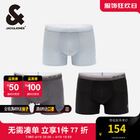 杰克·琼斯（JACK&JONES）夏简约舒适内裤渐变腰头字母胶印3条装平角内裤男224292008 E41黑色/天蓝色/岩石灰 170/90 (S)