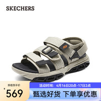 斯凯奇（Skechers）2024夏季男士凉拖鞋轻质魔术贴沙滩鞋210880 棕褐色/TAN 39.5