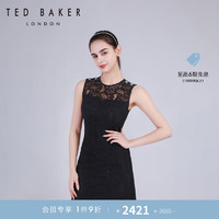Ted Baker2024春夏女士气质无袖蕾丝修身短款连衣裙C41003 黑色 1