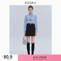 EGGKA 高腰百褶短裙女2024春季日系学院风时髦百搭甜美半身a字裙 黑色 S