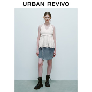 URBAN REVIVO 夏季女休闲双扣短款牛仔半裙 UWL840087 蓝色 XS