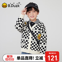 B.Duck 小黄鸭童装男童毛衣针织衫2024儿童开衫洋气春秋装外套 黑色 130cm