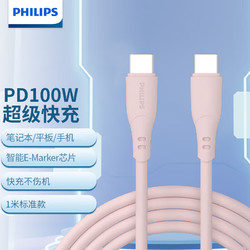 PHILIPS 飞利浦 数据线Type-C闪充线5A大电流PD100W 1米