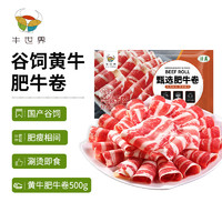 牛世界 黄牛肥牛卷500g/袋 国产谷饲冷冻牛肉卷生鲜牛肉火锅食材