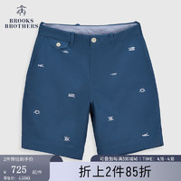 布克兄弟（BrooksBrothers）男士24春夏海边度假风个性图案短裤 4002-深蓝色 30