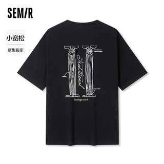 森马（Semir）短袖T恤男2024夏设计感国风印花上衣凉感抗菌 黑色90001 165/84A/S