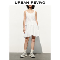 UR2024夏季女装少女感超宽松层叠拼接白色半裙UWL540025 本白 M