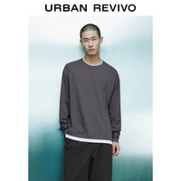 UR2024春季男装时尚休闲撞色假两件棉质长袖T恤UMF440076 深灰 S