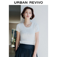URBAN REVIVO 女士都市休闲肌理感短袖针织衫 UWU940114 本白 XS