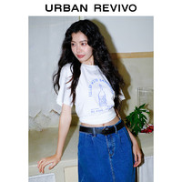 URBAN REVIVO 夏季女印花圆领短袖T恤 UWU440052 本白 XL