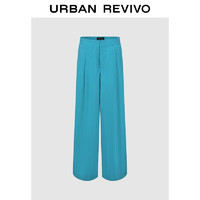 URBAN REVIVO 女士休闲显瘦直筒宽腿裤 UWH640025 蓝色 XXS
