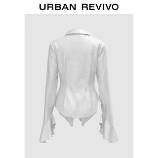 URBAN REVIVO 女士温柔气质叠穿荷叶边开襟衬衫 UWG240109 本白 M