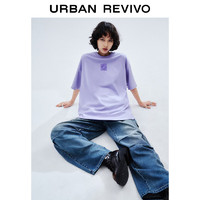 URBAN REVIVO 女士潮流休闲舒适感棉质章仔短袖T恤 UWV440120 烟紫 L
