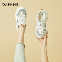 百亿补贴：DAPHNE 达芙妮 官方正品凉鞋女2024夏新款真皮透气网面镂空薄款舒适老爹鞋