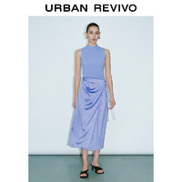 UR2024夏季女装时尚气质高阶褶皱系带长款A型半裙UWG540034 丁香紫 XS