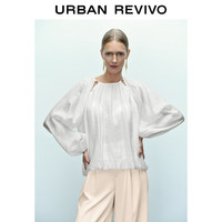 URBAN REVIVO 女士法式温柔气质镂空宽松罩衫衬衫 UWG240095 本白 M