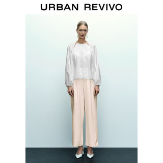 URBAN REVIVO 女士法式温柔气质镂空宽松罩衫衬衫 UWG240095 本白 M