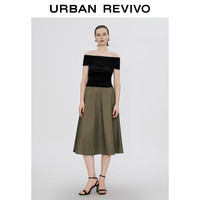 URBAN REVIVO 夏季女宽松A字半裙 UWG540038 橄榄绿 XXS