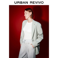 URBAN REVIVO 女士休闲慵懒风微褶宽松西装外套 UWJ140016 粉灰 L