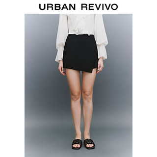 UR2024夏季女装时尚简约气质不规则设计感短裤UWG640048 黑色 XS