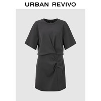 UR2024夏季女装时尚潮流高街设计感褶皱连衣裙UWJ740025 深灰 XS