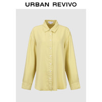 URBAN REVIVO 女士潮流翻领百搭单排扣长袖开襟衬衫 UWV240028 浅黄色 XS