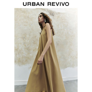 URBAN REVIVO 女士时尚慵懒休闲百搭长款吊带连衣裙 UWH840076 卡其 L