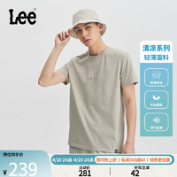 Lee24春夏标准版型小logo印花凉感男圆领短袖T恤LMT008141202 牡蛎白 XXL